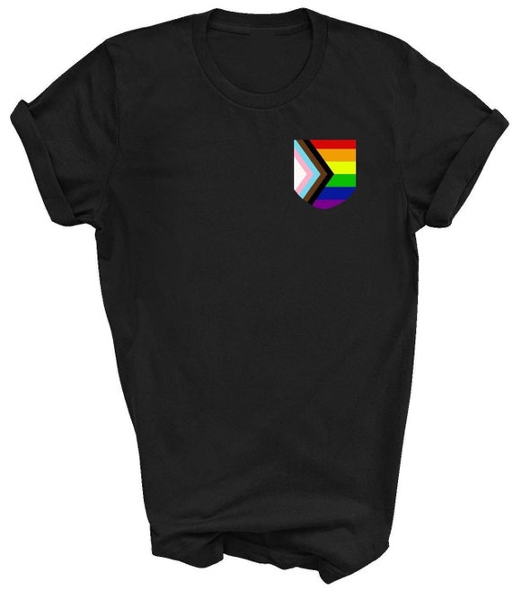 Lgbt Flag T-Shirt Faux Pocket Gay Lesbian Rainbow Flags Tee Lgbt Flag T-Shirt Faux Pocket Gay Lesbian Rainbow Flags Tee