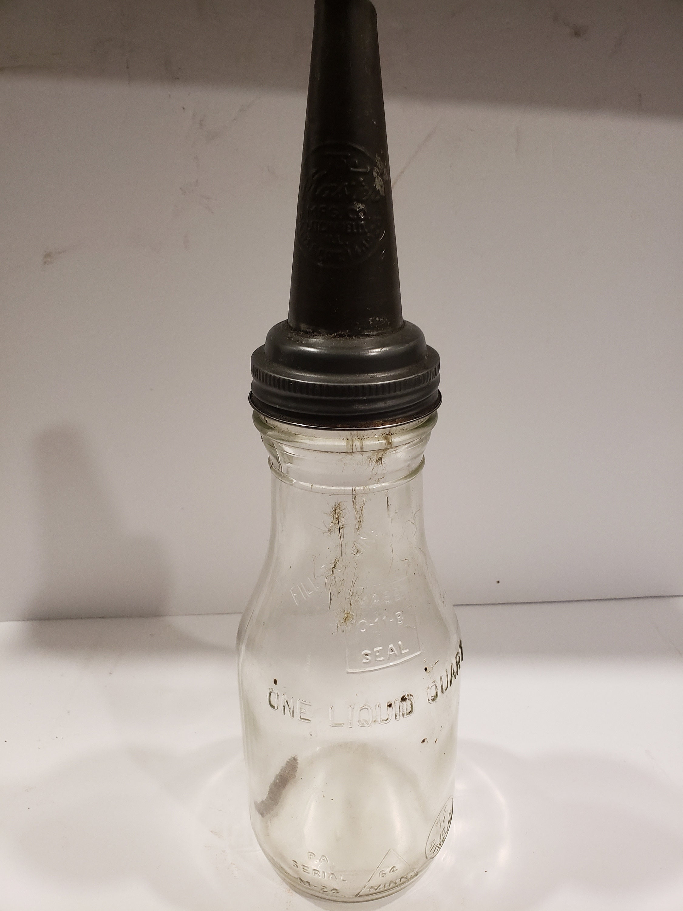 8 Antique Advertising Glass motor oil bottles with carrier Etsy