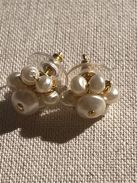 Vintage CHANEL Earrings With Golden CC Faux Pearl Black 