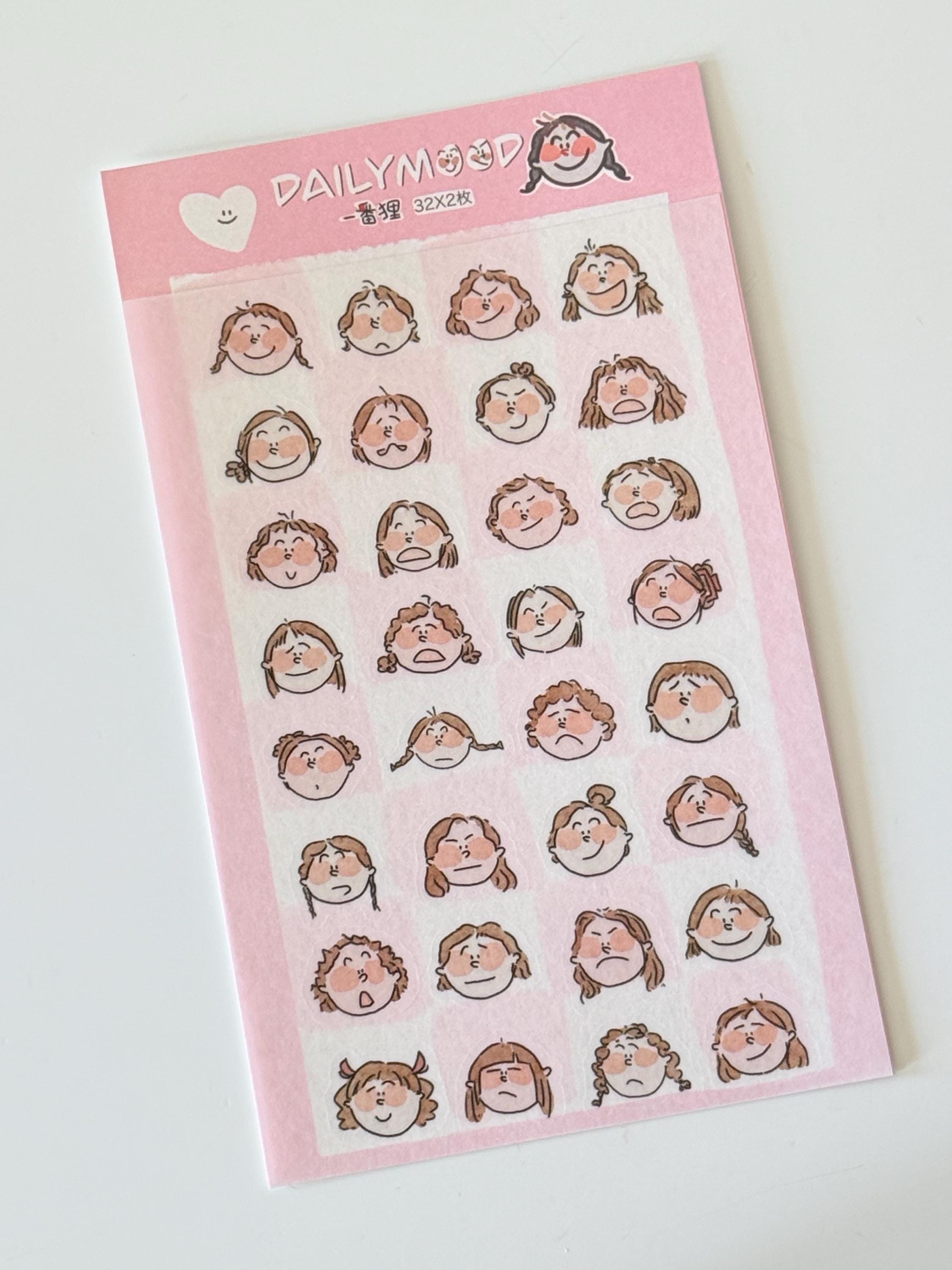 YIFANLI - Cute cartoon girl stickers with emotions