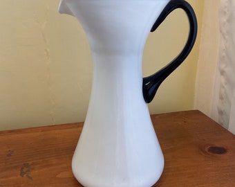 Art Glass Black & White Pitcher