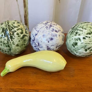 Ceramic Decorative Cabbages (3) & 1 Squash