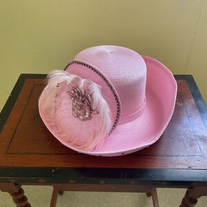Donna Vinci Couture Baby Pink Feather Rhinestones Brooch Hat Unique Glamour Donna Vinci H12104 1 piece Hat Colors: Peach MATCHING Jacket  main image 4