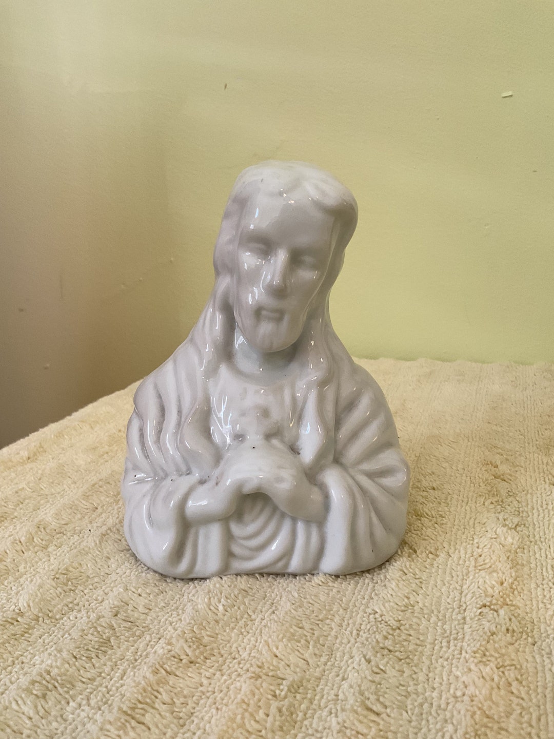 Ceramic Jesus Holding Cross Figurine Etsy