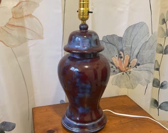 Ceramic Purple & Blue Ginger Jar Lamp WORKING