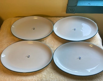 Oval Korean Made Stoneware Plates Floral Design