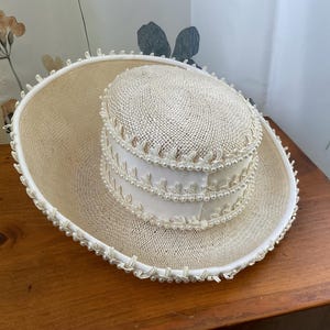 Vintage Mr John Classic Winter White Event Hat Lace Pearls Church Wedding Bride Mr John Classic Church Hats - Etsy main image 3