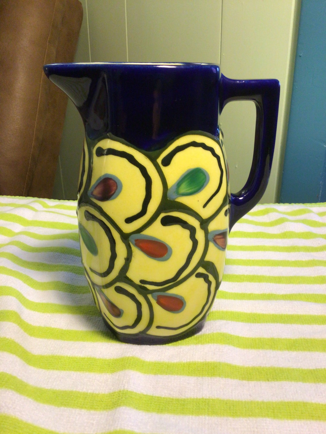 Bern Pottery Czechoslovakia Slip Glazed Pitcher Etsy