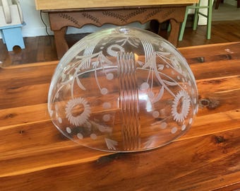 Ceiling Shade Clear Frosted Cut Glass Floral