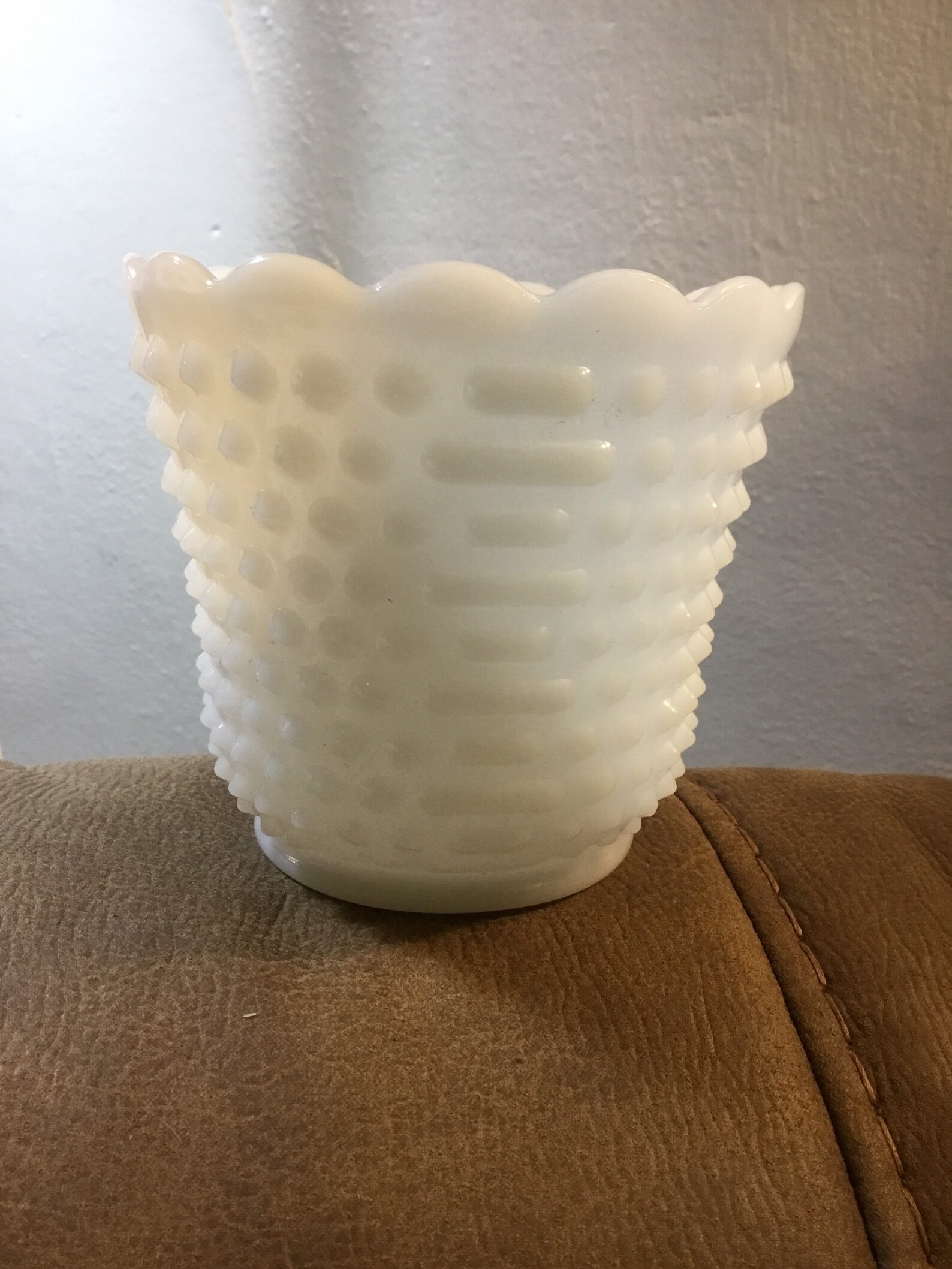 Fire King Hobnail Milk Glass Planter Etsy