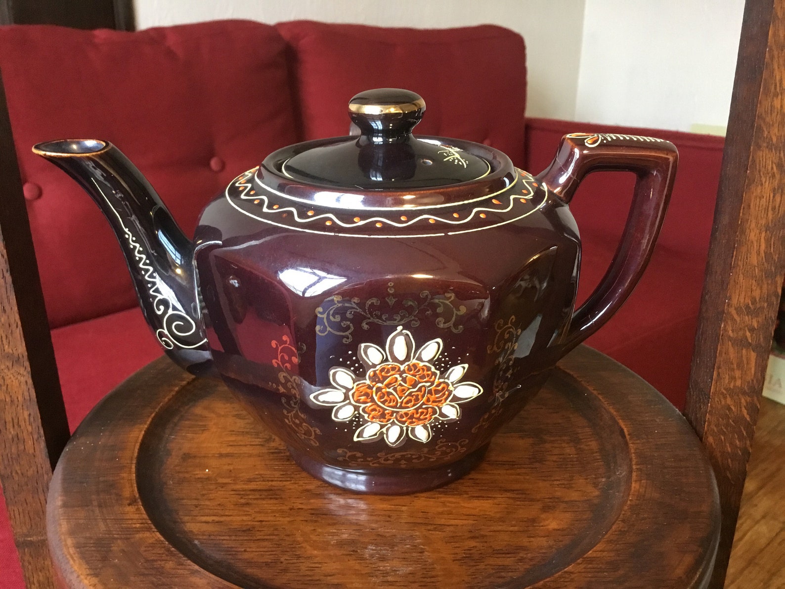 Red Clay Embellished Teapot Made in Occupied Japan Etsy