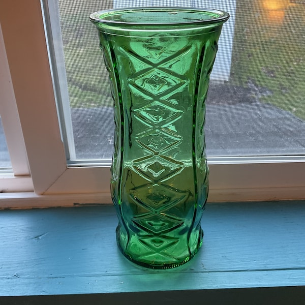 E. O. Brody Green Pressed Glass Vase
