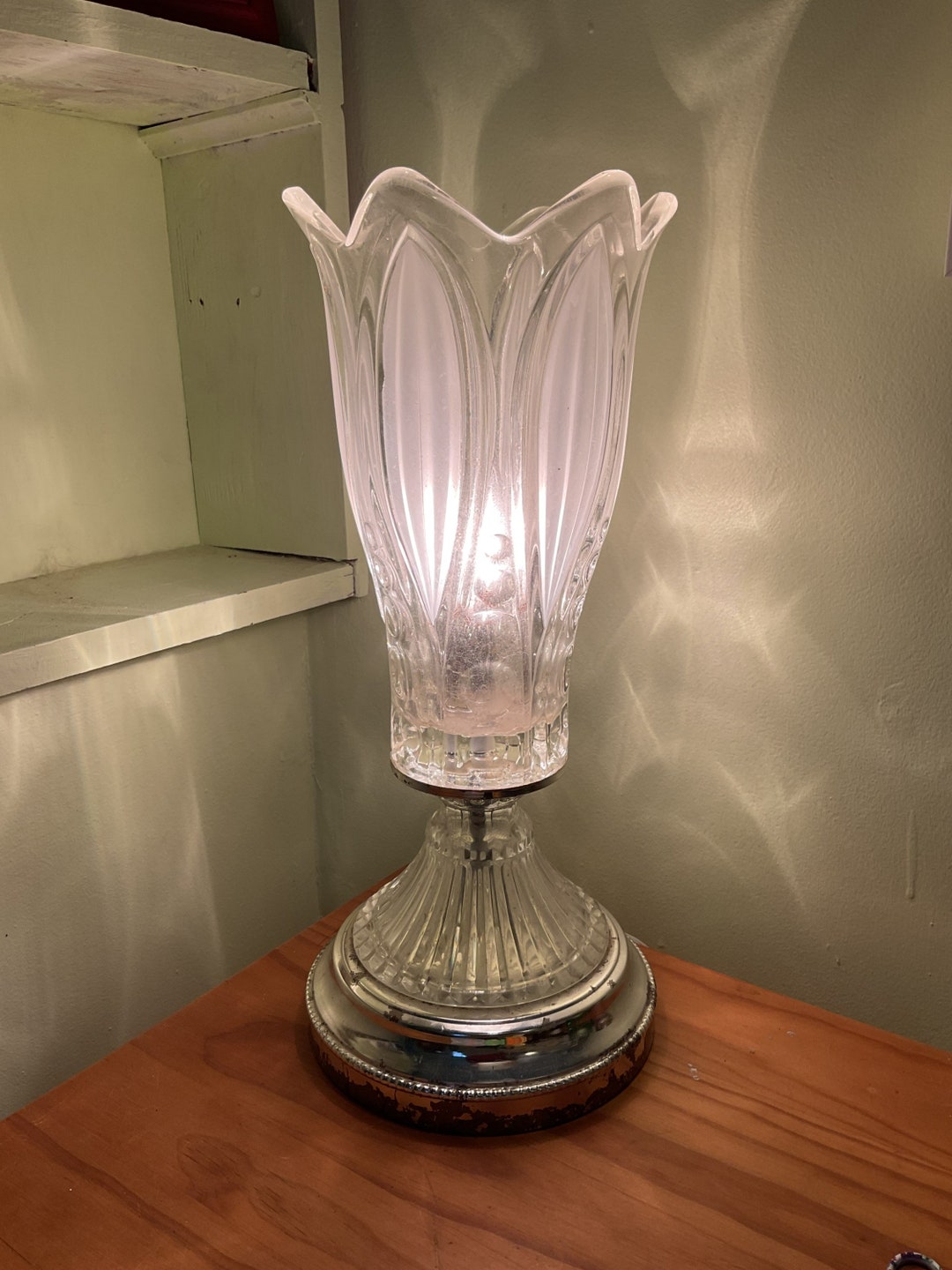 Imperlux Crystal Bohemia Czech Glass Tulip Lamp DAMAGED CHROME Etsy