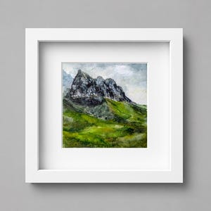 Isle of Skye Aquarell Malerei - Jugg Cuillin Mountain Art, 4x4 Miniatur Landschaft Schottland, Ungerahmt Fragment Geschenk
