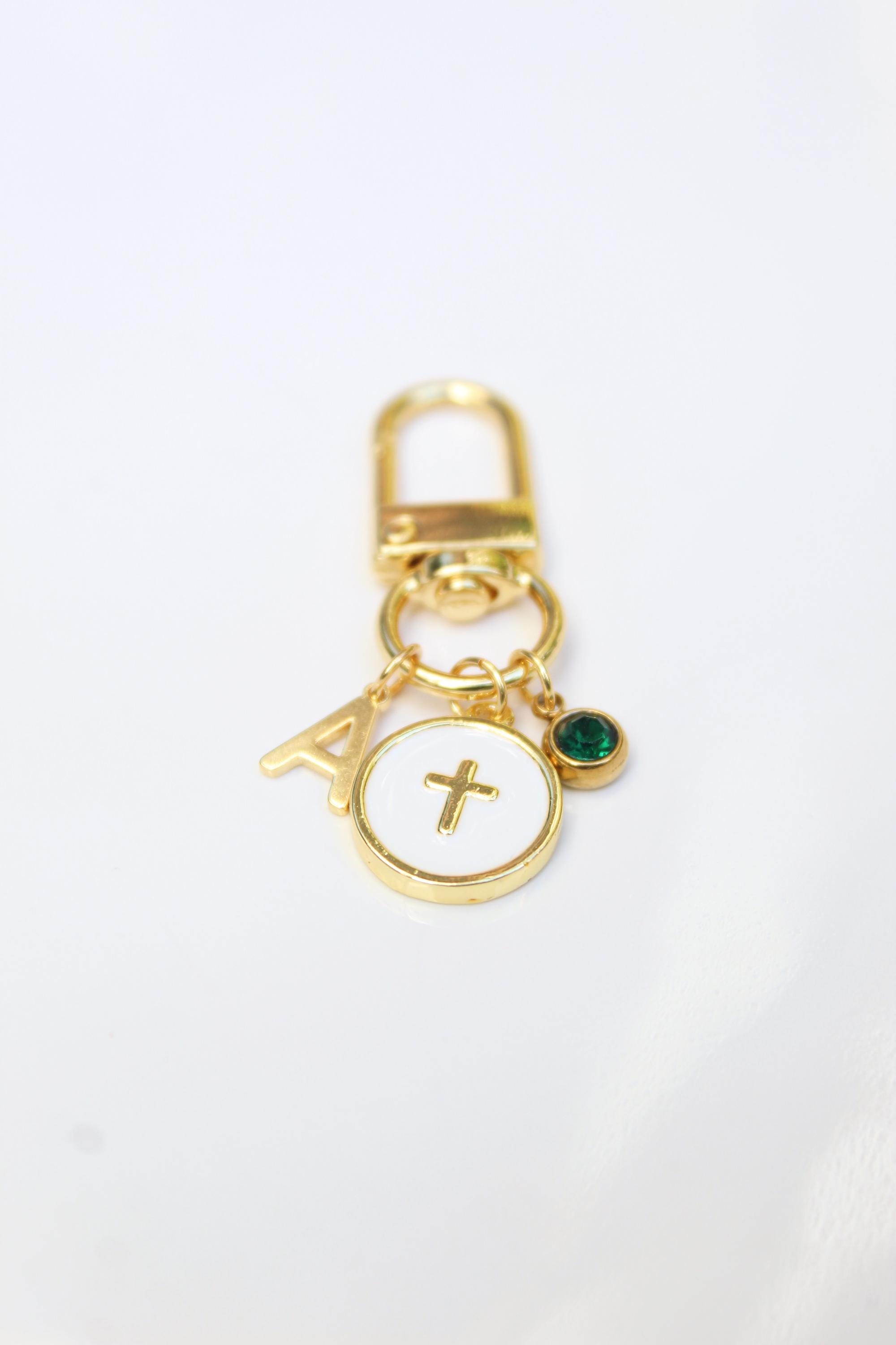 アクセサリー 18K 5.9 grams 18cm with charms 18k Gold Plated Personalized Bag Charms, Keychain - Etsy