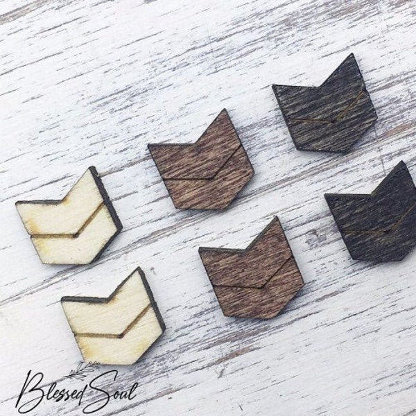 10 Pcs - Unfinished Chevron  laser cut with score -  Laser Cut Chevron Shape With Scored Detail - wood studs