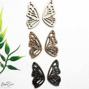 10 Pcs - DIY Unfinished earring blanks - Laser Cut Natural Wood Earring Blanks – DIY - Wood blanks - wood jewelry - BUTTERFLY Wings