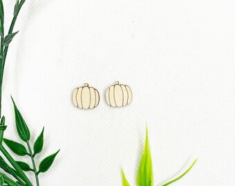 10 Pcs - Unfinished pumpkin shape wood laser cut -  Earrings Boho - Earring shapes Unfinished Wooden PUMPKIN - studs - wood studs