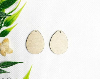 10 Pcs - DIY Unfinished earring blanks - Laser Cut Natural Wood Earring Blanks – DIY- Do it yourself - Wood blanks - wood jewelry - EGG