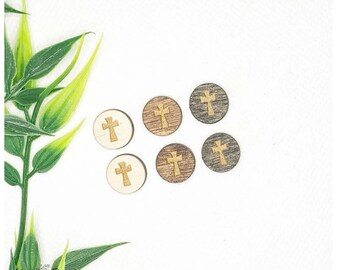 10 Pcs - DIY Unfinished earring blanks - Laser Cut Natural Wood Earring Blanks – DIY- Do it yourself - Wood blanks -jewelry - engraved CROSS