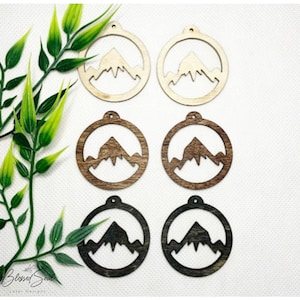 10 Pieces - DIY Unfinished Laser Cut Wood Earrings Blanks - Makers -DIY Crafts - Wood Jewelry Accessories - Wood Shapes - Mountain Scene