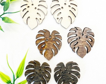 10 Pieces - DIY Unfinished Laser Cut Wood Earrings Blanks - Makers -DIY Crafts - Wood Jewelry Accessories - Wood Shapes – Monstera leaf