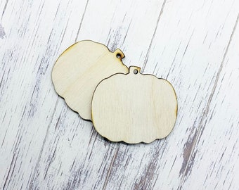 10 Pcs -  Unfinished Laser Cut Natural Wood Earring Blanks - Wood Jewelry - Wood Shapes - Pumpkin