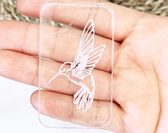 Polymer Clay Acrylic Stamps • Stamps for Clay • Texture Stamps for clay earrings • Humming Bird  •  1.5" by 2.5"