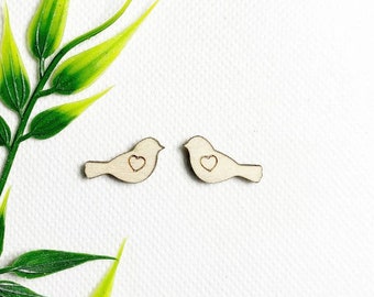 10 Pcs - DIY Unfinished earring blanks - Laser Cut Natural Wood Earring Blanks – DIY- Makers - Wood blanks - wood jewelry - Love BIRD