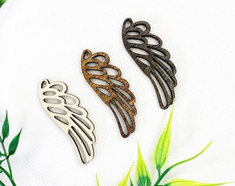10 Pcs - Unfinished ANGEL Wings Wood blank - Wood Jewelry - Circle hallow slit Shape -  Wood blanks