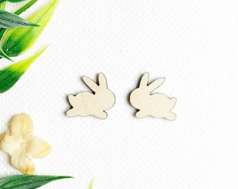 10 Pcs - DIY Unfinished earring blanks - Laser Cut Natural Wood Earring Blanks – DIY- Do it yourself - Wood blanks - wood jewelry - RABBIT