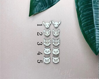 DIY Unfinished Laser Cut Wood Earrings Blanks - Makers -DIY Craft - Wood Jewelry Accessories - Wood Shape - Cat collection