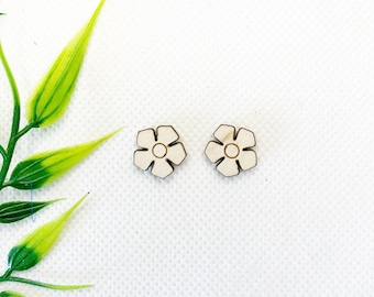 10 Pieces - DIY Unfinished Laser Cut Wood Earrings Blanks - Makers -DIY Crafts - Wood Jewelry Accessories - Wood Shapes – Flower wood blanks