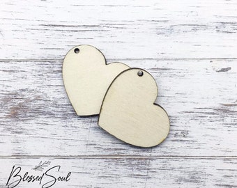 10 Pcs - Unfinished Heart Wood laser cut -  Earrings Boho - heart shape - Unfinished Wooden heart - Dangle & Drop Earrings - Valentine
