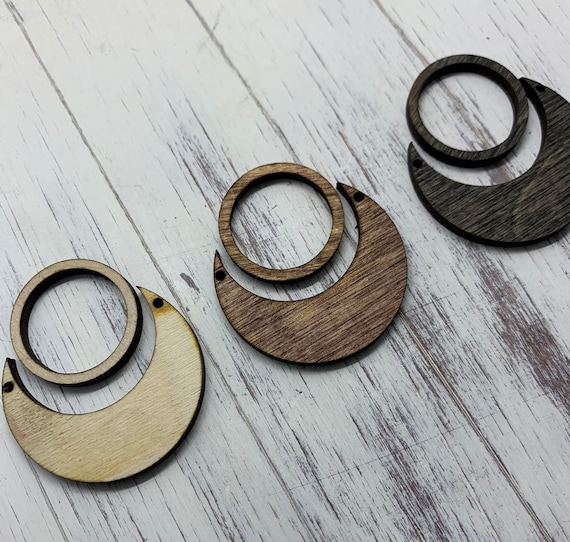 30pcs of DIY Wooden Circle Earrings Blanks, Unfinished Laser Cut Earring  Findings, DIY Wood Ring Shape, Round Wood Blanks (2'')