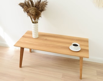 Solid oak coffee table  / Oak furniture  / Mid century table / Natural oiled wood /Minimalist / Modern /