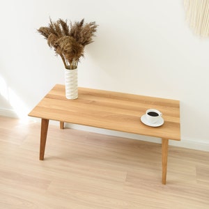 Solid oak coffee table  / Oak furniture  / Mid century table / Natural oiled wood /Minimalist / Modern /