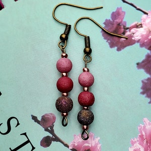 Earrings Natural Frosted Amazonite Earrings, Matte Beads, Beads, Red Beads, Pink Beads, Purple Beads, Earrings DIY