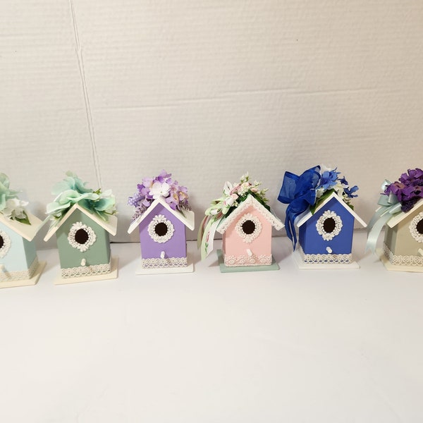 Decorative Mini Birdhouses - 6 Color Options