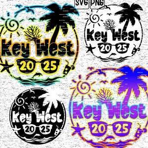 Key West 2025 svg png bündel für Hemden, Key West Urlaub 2025 tshirt svg cut Datei, Keywest Urlaub Tumbler Png Design, Key West Florida