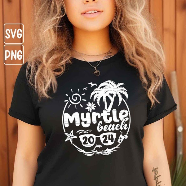 Grand Strand Myrtle beach vacation svg 2024, South Carolina palm tree svg, Family vacation shirt png design, Beach girls trip gift idea