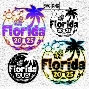 Conception de tshirt png haut de gamme Floride 2025, Floride vacances chemise svg, voyage en famille Floride 2025 svg png, téléchargement numérique autocollant Floride, Orlando