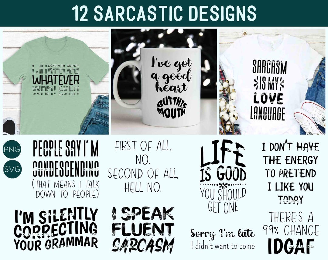 Sarcastic Bundle Svg Sassy Png Quotes Free Commercial Use, Whatever Png ...