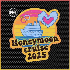 Magnesy na drzwi rejsu poślubnego do wydrukowania, prezent na podróż poślubną, koszulka z napisem „Tour Just Married 2025” w formacie PNG, prezenty dla par na rejs, po ślubie