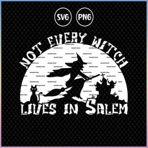 Nicht jede Hexe lebt in Salem Hexe, die einen Besen fliegt Halloween png T-Shirt, Pagan svg, Witchy Geschenke für den besten Freund, Unterstütze deinen lokalen Hexenzirkel