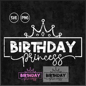 Anniversaire princesse png gobelet autocollant svg, jour de naissance chemise svg coupe fichier Cricut, anniversaire fille tshirt png transfert à chaud, couronne du 5e anniversaire