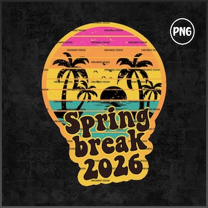 Spring Break 2026 Retro PNG: Boho Shirt Prints (Digital Download)