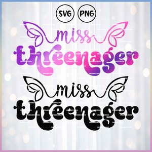 Camiseta de niña de tercer cumpleaños con mariposa de Miss Threenager png, Niño atrevido png, Regalo de tercer cumpleaños para nieta, Three nager svg