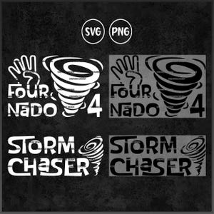 Maglietta di compleanno Fournado in formato SVG per Cricut Storm Chaser in formato PNG, vestito coordinato per la famiglia per il compleanno della bambina in formato PNG, download immediato, maglietta per il 4° compleanno del bambino in formato SVG