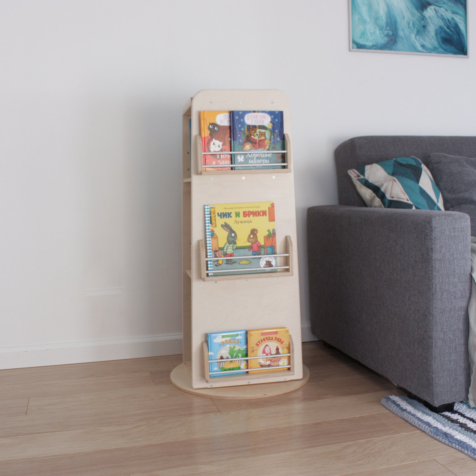 Revolving Bookcase/Montessori bookshelf/Modern Etsy